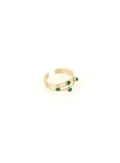 Bague Zag Bijoux acier doré malachite