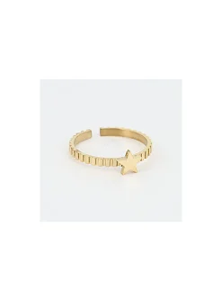 Bague Zag Bijoux acier doré réglable