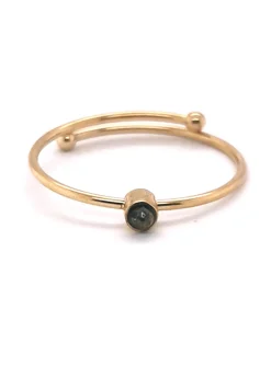 Bague Zag Bijoux acier doré pyrite
