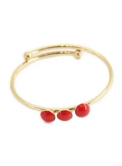 Bague Zag Bijoux acier doré bordeaux