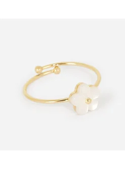 Bague Zag Bijoux acier et fleur nacre