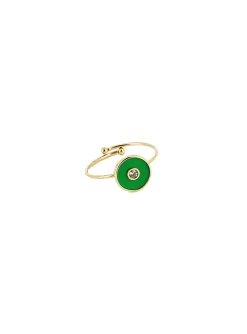Bague Zag Bijoux LIZ acier doré réglable vert