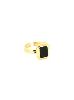 Bague Zag Bijoux Omonia onyx sertie acier