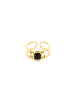 Bague Zag Bijoux Ostie onyx et oxyde de zirconium