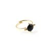Bague Zag Bijoux Salomé réglable noir onyx_x005f_x000D_acier doré
