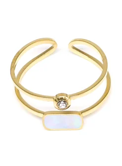 Bague Zag Bijoux Sceen acier doré nacre