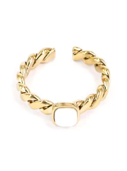 Bague Zag Bijoux Tresse et agate blanche
