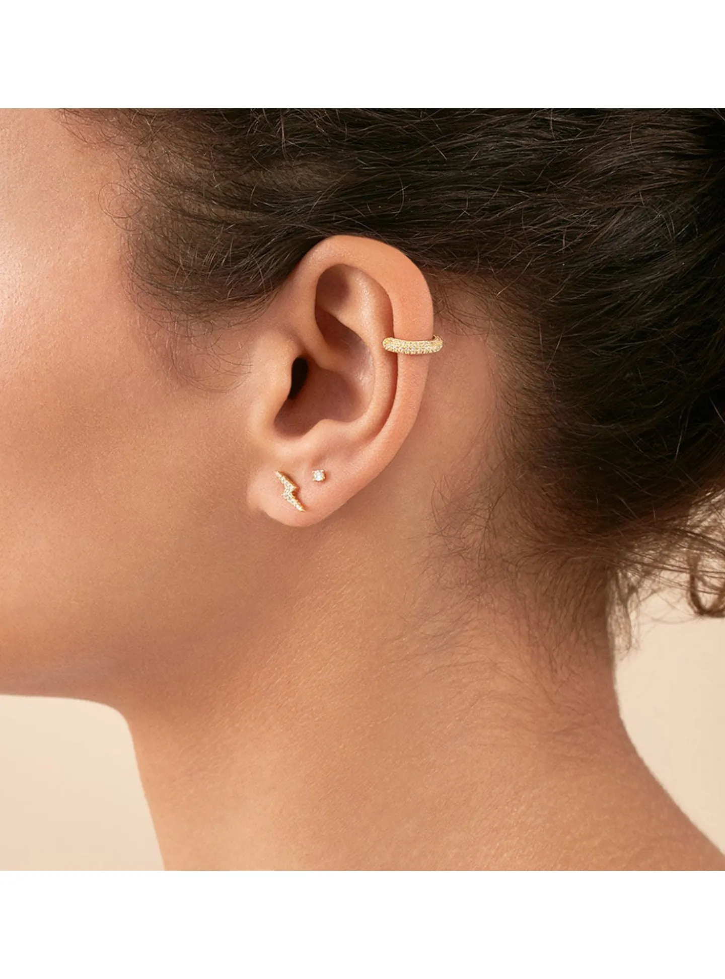 Boucle d'oreille Agatha Eclair argent doré oxydes