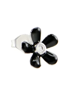 Boucle d'oreille Agatha Suzon argent émail noir