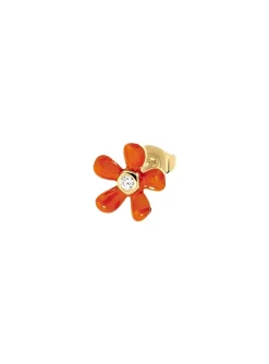 Boucle d'oreille Agatha Suzon dorée émail orange