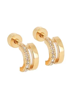Boucle d'oreille individuelle Zag Bijoux demi créole_x005f_x000D_oxyde acier doré