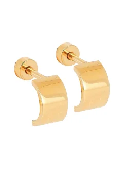 Boucle d'oreille individuelle Zag Bijoux demi créole_x005f_x000D_large acier doré