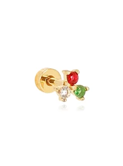 Boucle d'oreille individuelle Zag Bijoux tricolore_x005f_x000D_acier doré