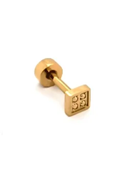 Boucle d'oreille individuelle Zag Bijoux carré acier_x005f_x000D_doré oxyde marron