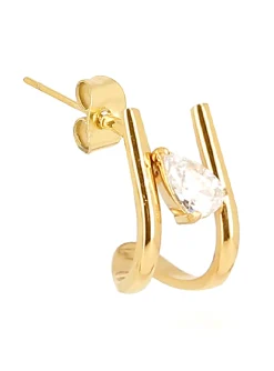 Boucle d'oreille individuelle Zag Bijoux demi créole_x005f_x000D_acier doré oxyde