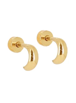 Boucle d'oreille individuelle Zag Bijoux demi créole_x005f_x000D_acier doré