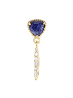 Boucle d'oreille individuelle Agatha Mix et Match dor_x005f_x000D_ée Lapis Lazuli