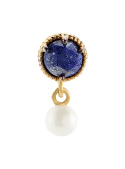 Boucle d'oreille individuelle Agatha Précieux dorée_x005f_x000D_lapis lazuli