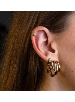 Boucle d'oreille individuelle Zag Bijoux demi créole_x005f_x000D_oxyde acier doré