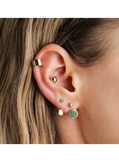 Boucle d'oreille individuelle Zag Bijoux demi créole_x005f_x000D_large acier doré