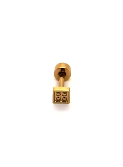 Boucle d'oreille individuelle Zag Bijoux carré acier_x005f_x000D_doré oxyde marron