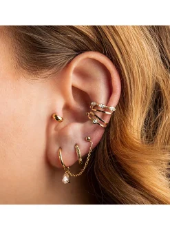 Boucle d'oreille individuelle Zag Bijoux demi créole_x005f_x000D_acier doré