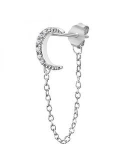 Boucle d'oreille unique Lotus Silver Lune