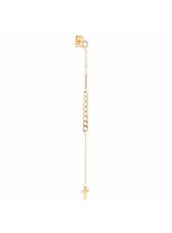 Boucle d'oreille Zag Bijoux maillons et croix_x005f_x000D_acier doré