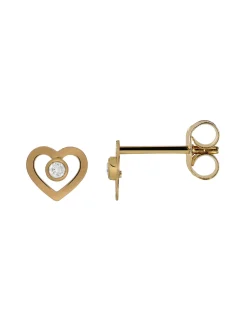 Boucles d'oreille Brillaxis coeur et oxydes_x005f_x000D_or jaune 18k