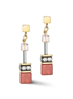 Boucles d'oreille Coeur de lion GeoCUBE®_x005f_x000D_Iconic Precious rouge-beige