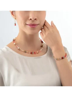 Boucles d'oreille Coeur de lion GeoCUBE®_x005f_x000D_Iconic Precious rouge-beige