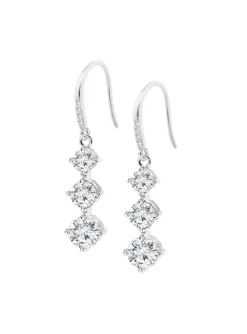 Boucles d'oreille Lotus Silver triple oxydes blancs