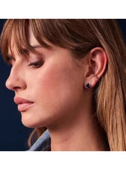 Boucles d'oreille puce Sif Jakobs ELLISSE CAREZZA_x005f_x000D_argent plaqué or jaune 18k oxyde bleu