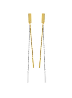Boucles d'oreilles 2 brins or bicolore 9 carats