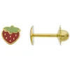 Boucles d'oreilles à vis Brillaxis fraise rouge_x005f_x000D_or 9 carats
