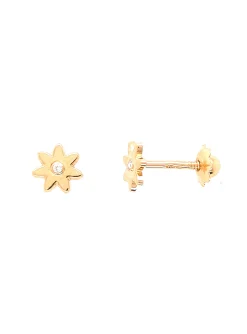 Boucles d'oreilles à vis Brillaxis fleur 18 carats