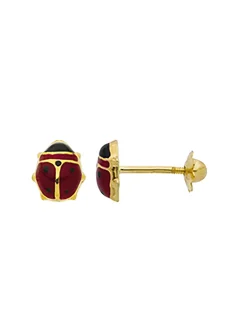Boucles d'oreilles à vis coccinelle en or 18 carats