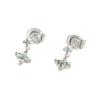 Boucles d'oreilles Agatha Beloved 2 motifs_x005f_x000D_argent rhodié oxydes verts