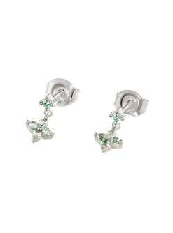 Boucles d'oreilles Agatha Beloved 2 motifs_x005f_x000D_argent rhodié oxydes verts