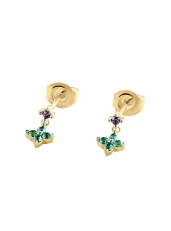Boucles d'oreilles Agatha Beloved 2 motifs argent_x005f_x000D_doré oxydes verts
