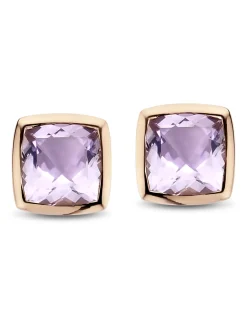 Boucles d'oreilles Améthyste or rose 18 carats