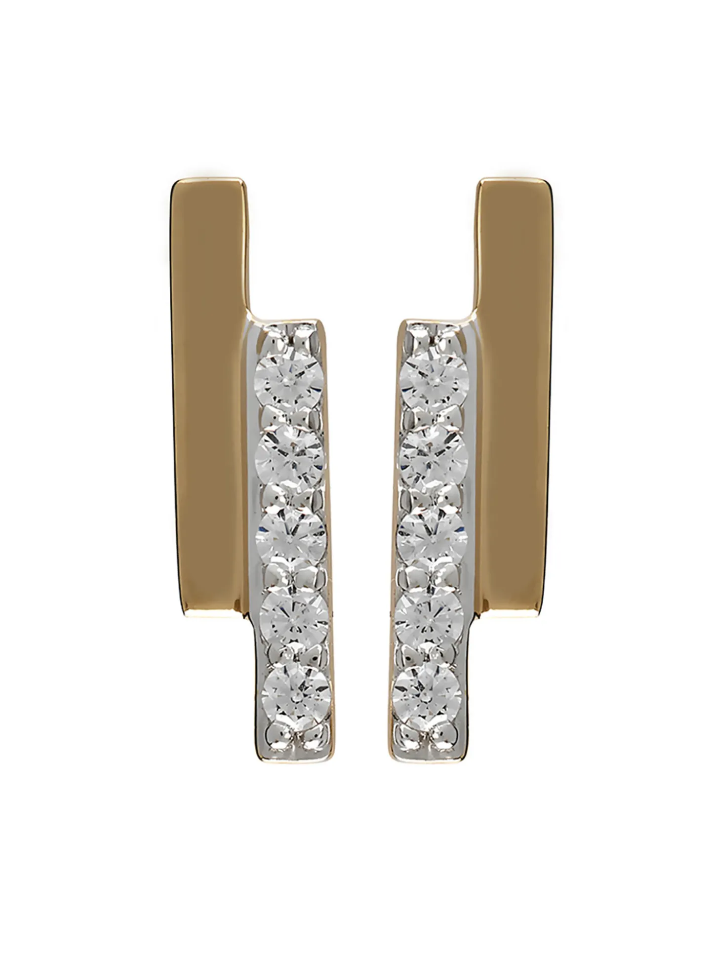 Boucles d'oreilles barrette or bicolore diamants