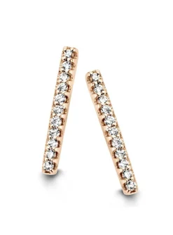 Boucles d'oreilles barrette or rose diamants