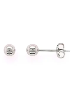 Boucles d'oreilles Boule 4 mm or blanc 18 carats