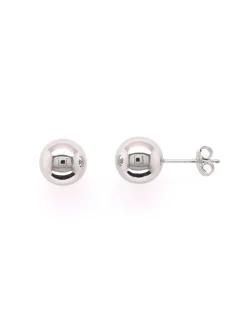 Boucles d'oreilles Boule 8 mm or blanc 18 carats