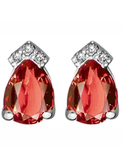 Boucles d'oreilles Brillaxis or blanc rubis diamants