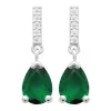 Boucles d'oreilles Brillaxis argent rhodié_x005f_x000D_Pierre verte