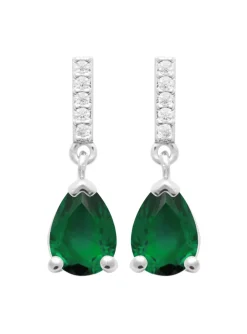 Boucles d'oreilles Brillaxis argent rhodié_x005f_x000D_Pierre verte