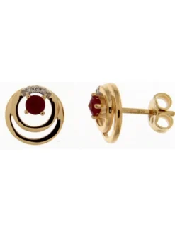 Boucles d'oreilles Brillaxis double cercle rubis