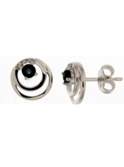 Boucles d'oreilles Brillaxis double cercle saphir